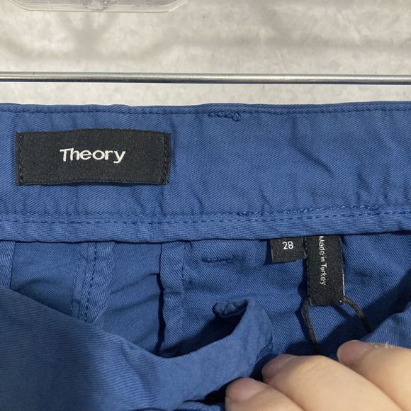 Theory Shorts Mens 28 Blue Zaine Flat Front Performance Chino Golf Casual - Picture 4 of 7